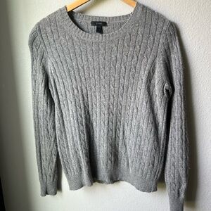 J. Crew Classic Gray Cable Knit Sweater